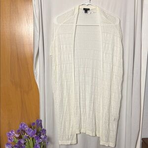 Torrid Women's Off-White Open Front Wrap Tunic Crochet Cardigan Size 1/2